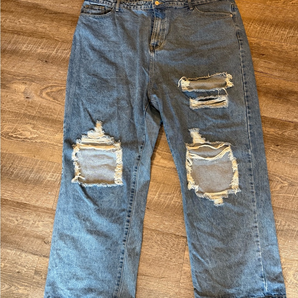 Women's Distressed Blue Jeans